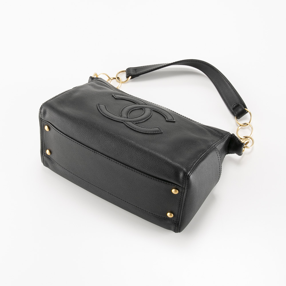Chanel One Mark Shoulder Coco Bag Black Large